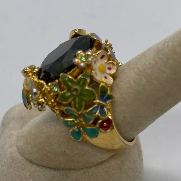Garden Ring with Peridot Stone on Gold Plated - Picture 3 of 5